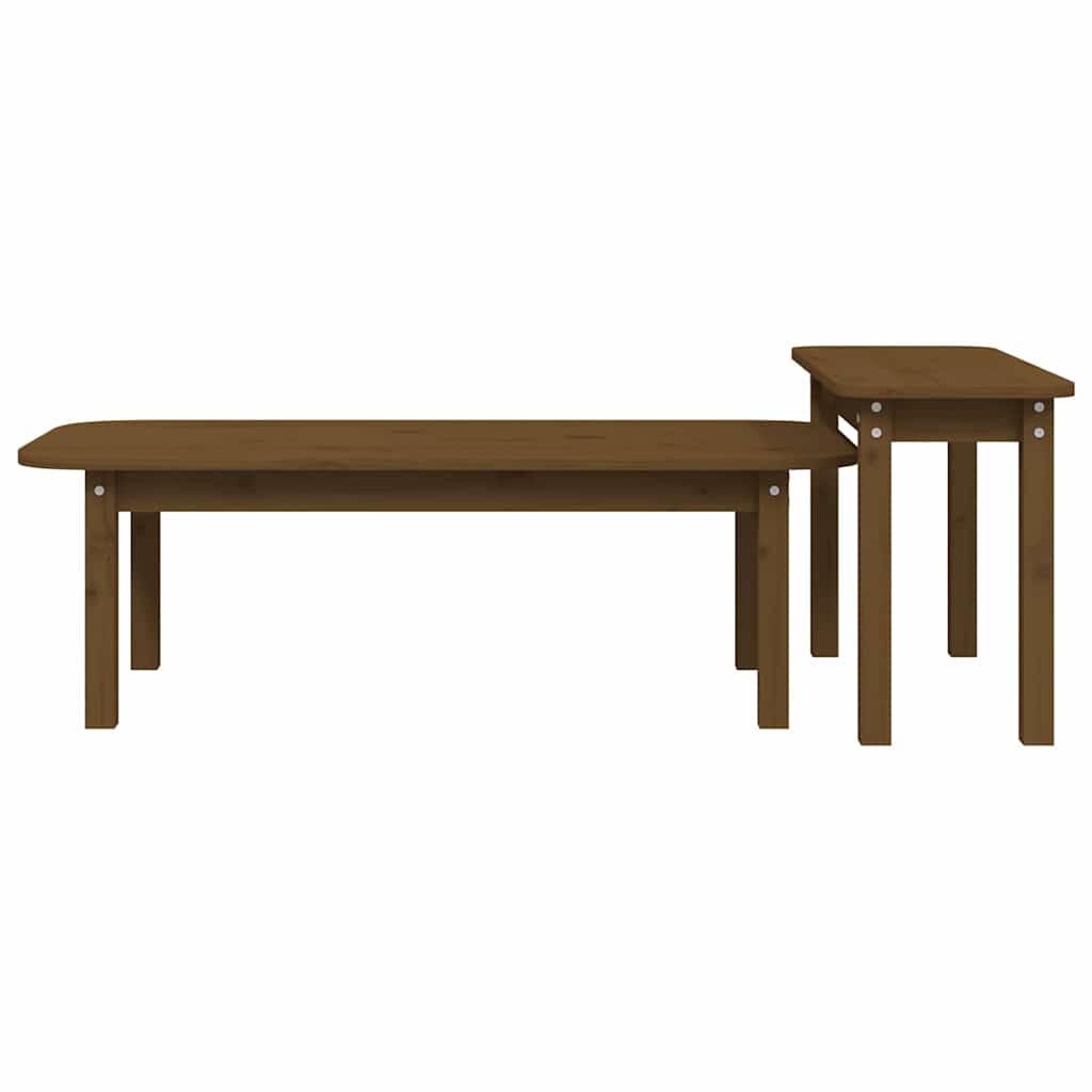 Set Tavolini da Salotto 2 pz Ambra in Legno Massello di Pino