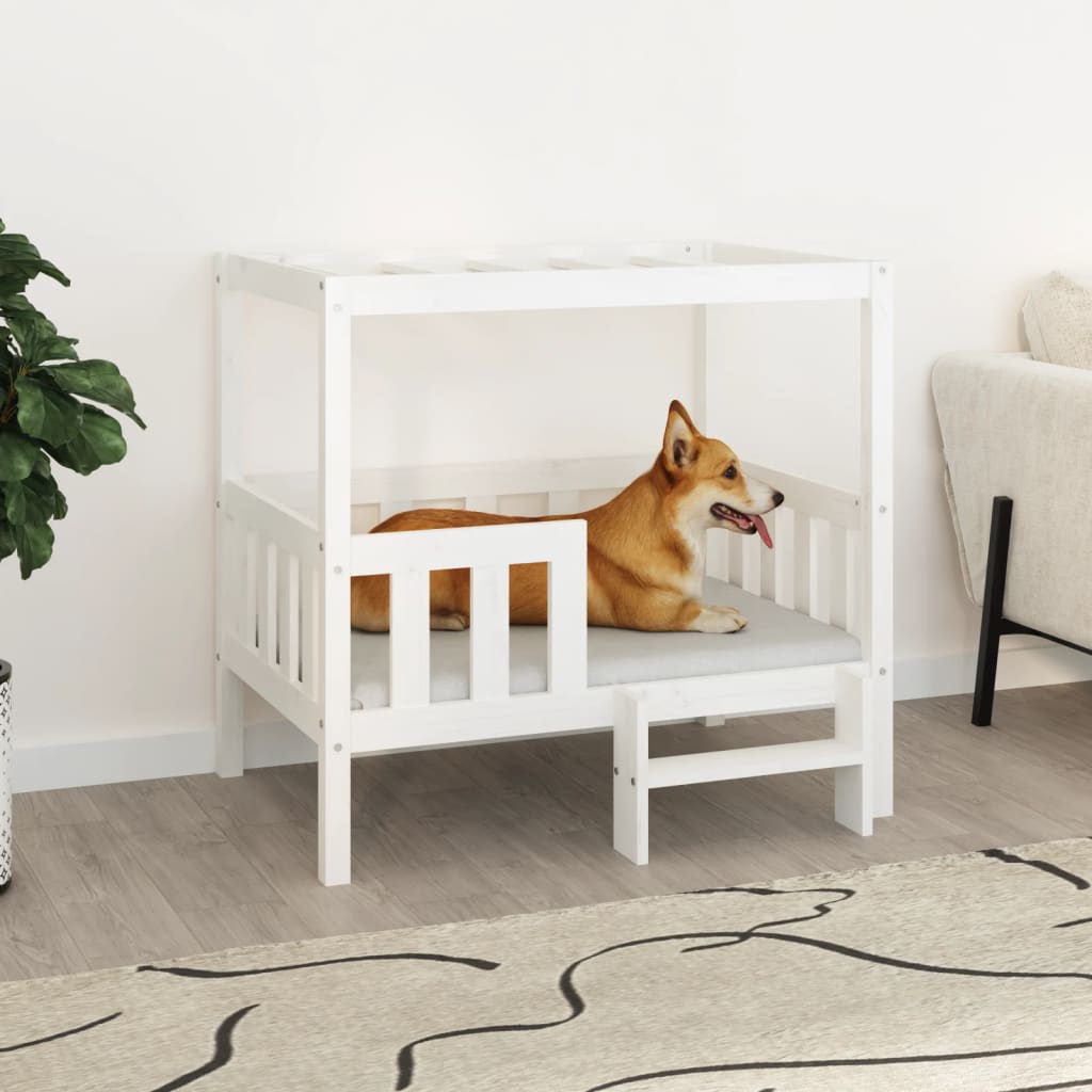 Cuccia per Cani Bianco 95,5x73,5x90cm in Legno Massello di Pino - homemem39