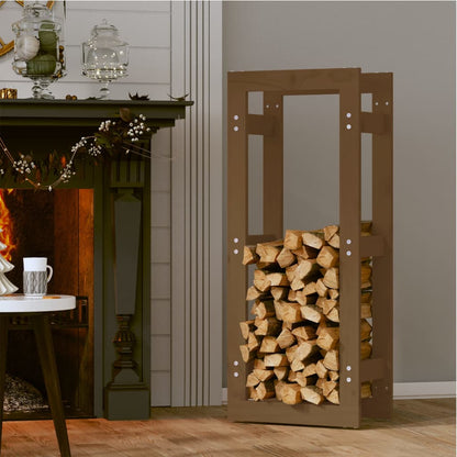 Portalegna Marrone Ambra 41x25x100 cm in Legno Massello di Pino - homemem39