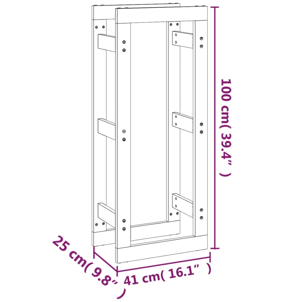 Portalegna Marrone Ambra 41x25x100 cm in Legno Massello di Pino - homemem39