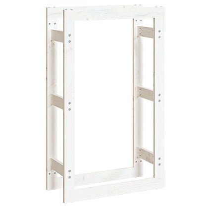 Portalegna Bianco 60x25x100 cm in Legno Massello di Pino - homemem39