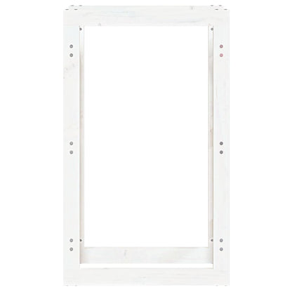 Portalegna Bianco 60x25x100 cm in Legno Massello di Pino - homemem39