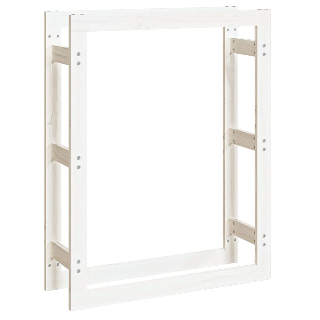 Portalegna Bianco 80x25x100 cm in Legno Massello di Pino - homemem39