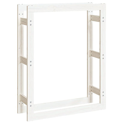 Portalegna Bianco 80x25x100 cm in Legno Massello di Pino - homemem39