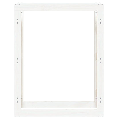 Portalegna Bianco 80x25x100 cm in Legno Massello di Pino - homemem39