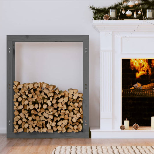 Portalegna Grigio 80x25x100 cm in Legno Massello di Pino - homemem39