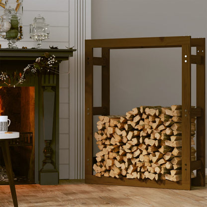 Portalegna Marrone Ambra 80x25x100cm in Legno Massello di Pino - homemem39