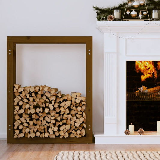 Portalegna Marrone Ambra 80x25x100cm in Legno Massello di Pino - homemem39