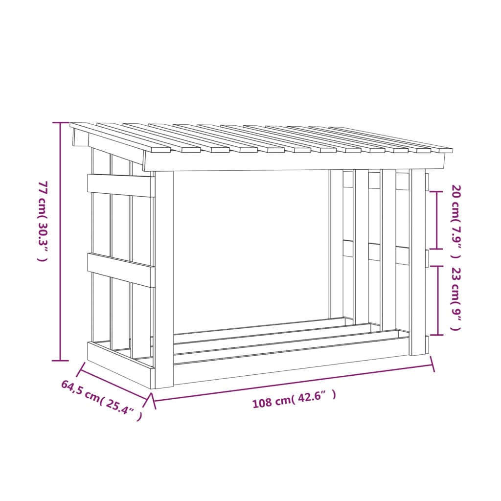 Portalegna 108x64,5x77 cm in Legno Massello di Pino