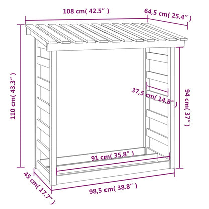 Portalegna Bianco 108x64,5x110 cm in Legno Massello di Pino - homemem39