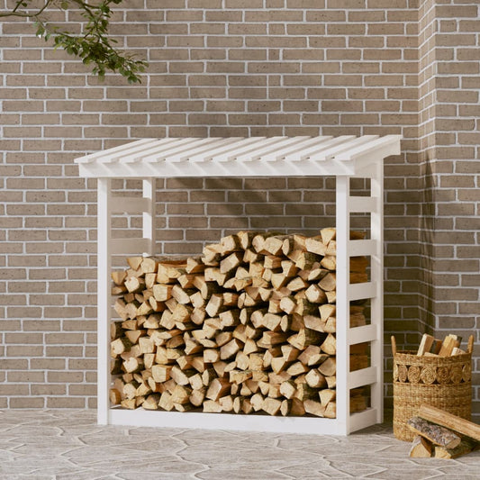Portalegna Bianco 108x64,5x110 cm in Legno Massello di Pino - homemem39