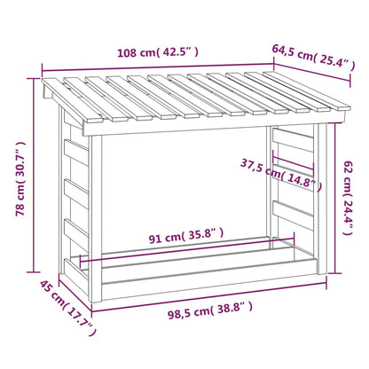 Portalegna Bianco 108x64,5x78 cm in Legno Massello di Pino - homemem39