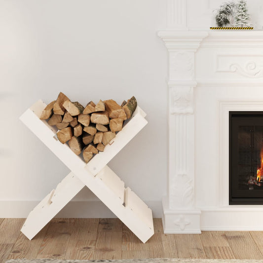 Portaceppi Bianco 47x39,5x48 cm in Legno Massello di Pino - homemem39