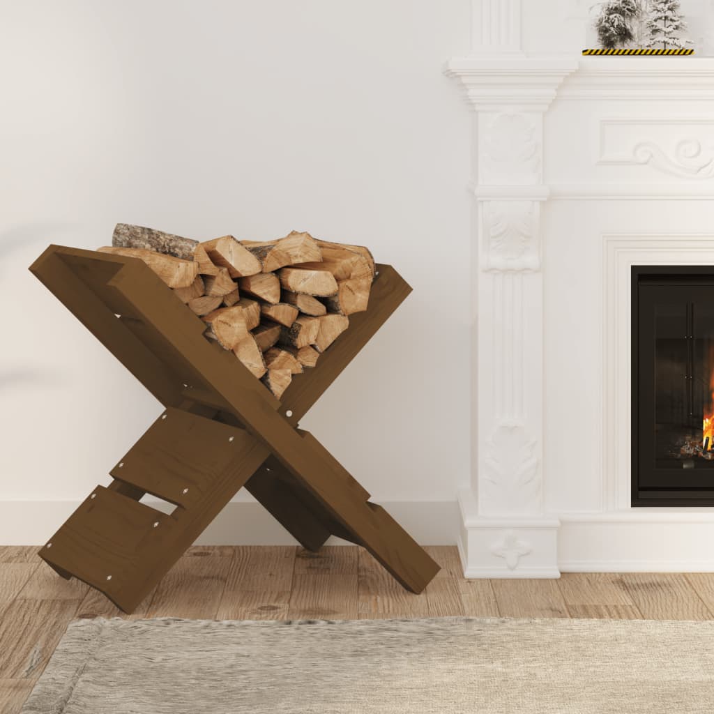 Portaceppi Marrone Ambra 47x39,5x48cm in Legno Massello di Pino - homemem39