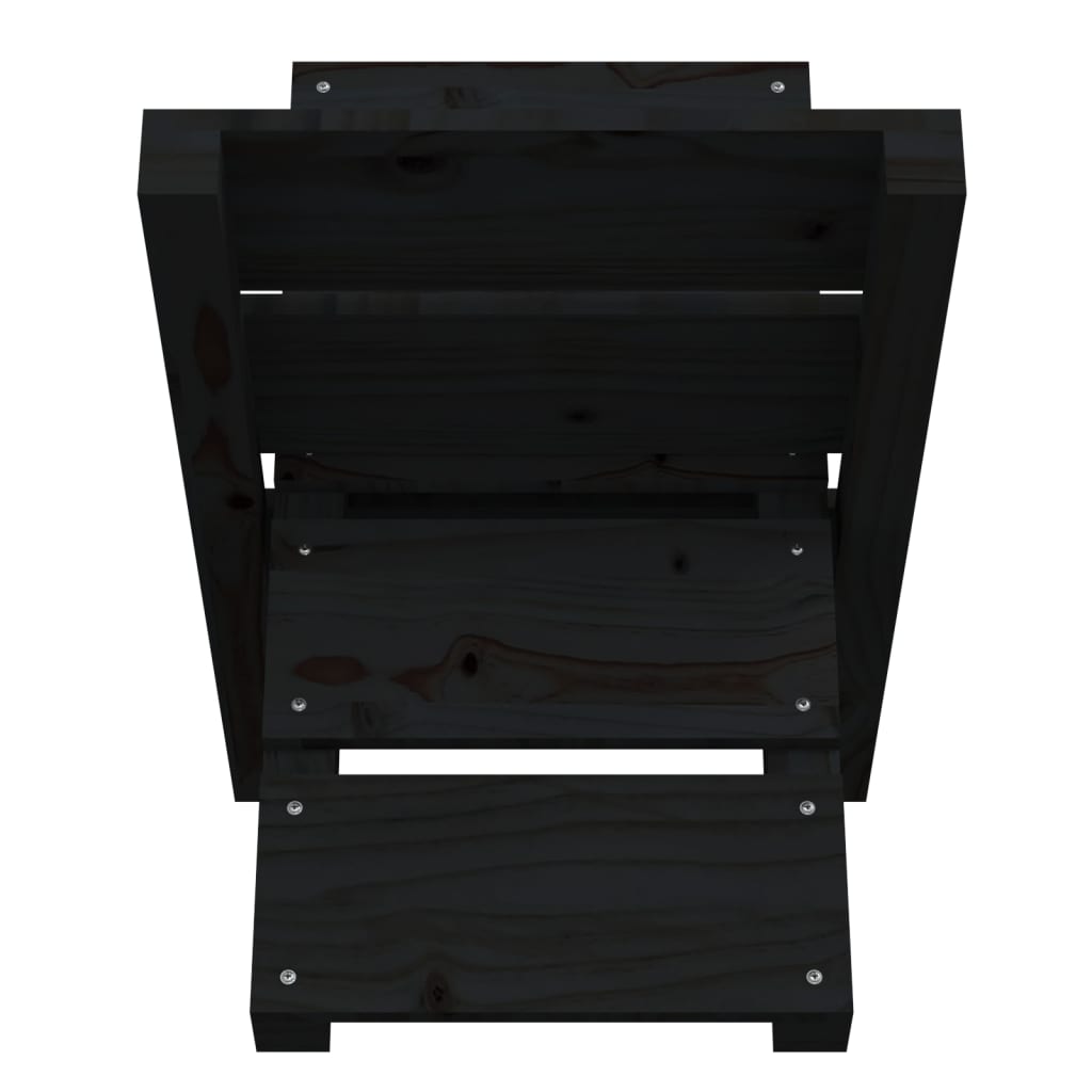 Portaceppi Nero 47x39,5x48 cm in Legno Massello di Pino - homemem39