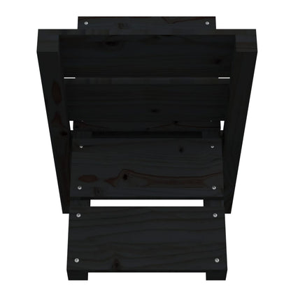 Portaceppi Nero 47x39,5x48 cm in Legno Massello di Pino - homemem39