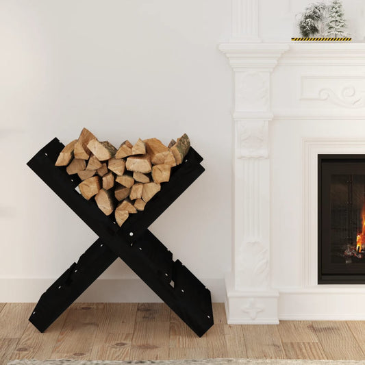 Portaceppi Nero 47x39,5x48 cm in Legno Massello di Pino - homemem39