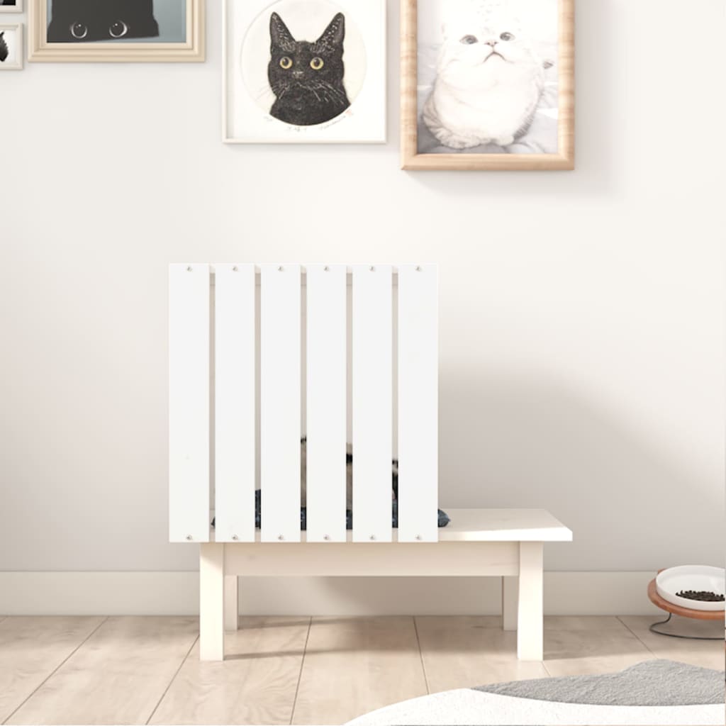 Casetta per Gatti Bianca 60x36x60 cm in Legno Massello di Pino - homemem39