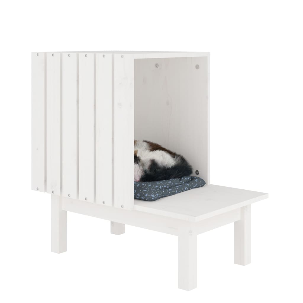 Casetta per Gatti Bianca 60x36x60 cm in Legno Massello di Pino - homemem39