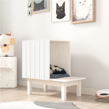 Casetta per Gatti Bianca 60x36x60 cm in Legno Massello di Pino - homemem39