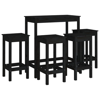 Set da Bar 5 pz Nero in Legno Massello di Pino - homemem39