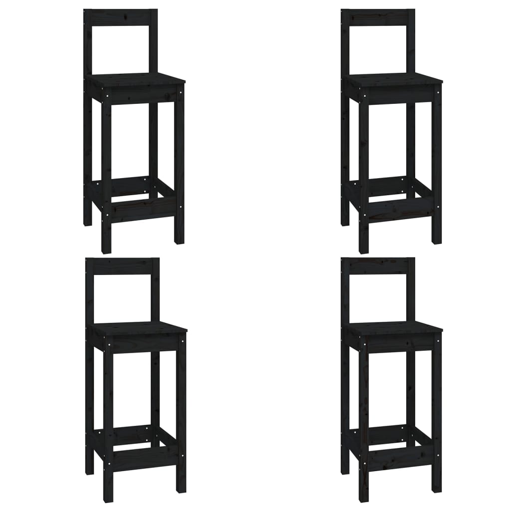 Set da Bar 5 pz Nero in Legno Massello di Pino - homemem39