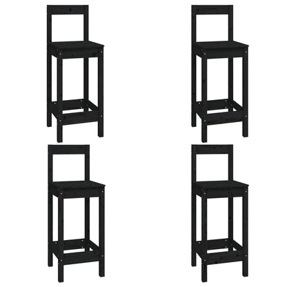 Set da Bar 5 pz Nero in Legno Massello di Pino - homemem39