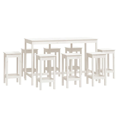 Set da Bar 9 pz Bianco in Legno Massello di Pino - homemem39