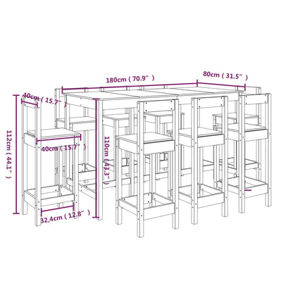 Set da Bar 9 pz in Legno Massello di Pino - homemem39