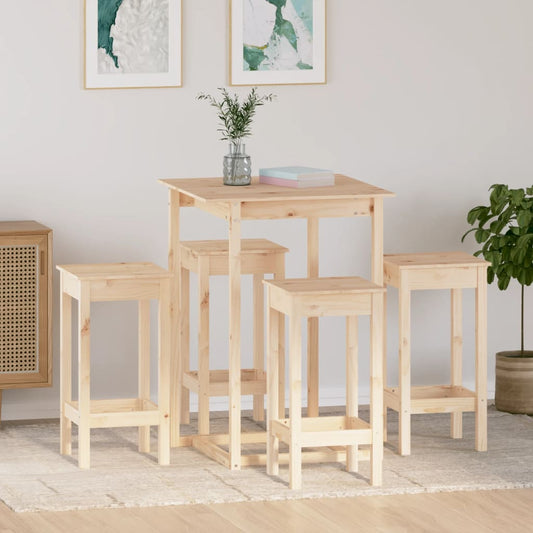 Set da Bar 5 pz in Legno Massello di Pino - homemem39