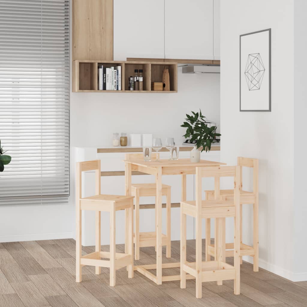 Set da Bar 5 pz in Legno Massello di Pino - homemem39