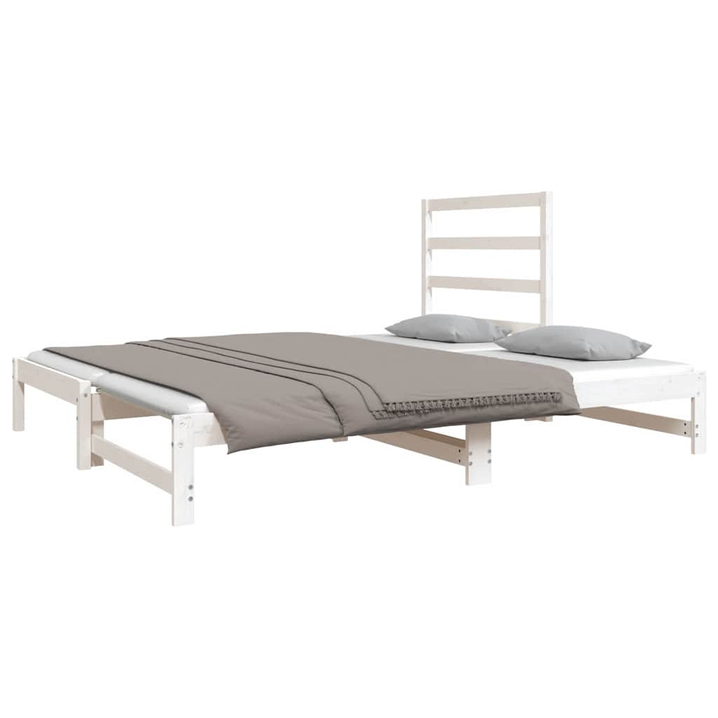 Dormeuse Estraibile Bianca 2x(90x190) cm Legno Massello di Pino