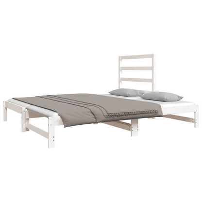 Dormeuse Estraibile Bianca 2x(90x190) cm Legno Massello di Pino