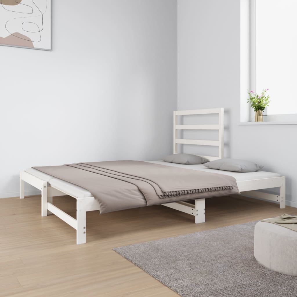 Dormeuse Estraibile Bianca 2x(90x190) cm Legno Massello di Pino | homemem39