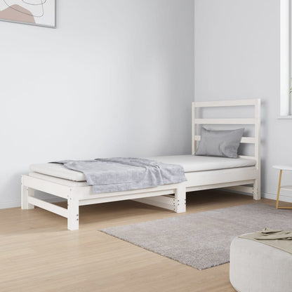 Dormeuse Estraibile Bianca 2x(90x190) cm Legno Massello di Pino | homemem39