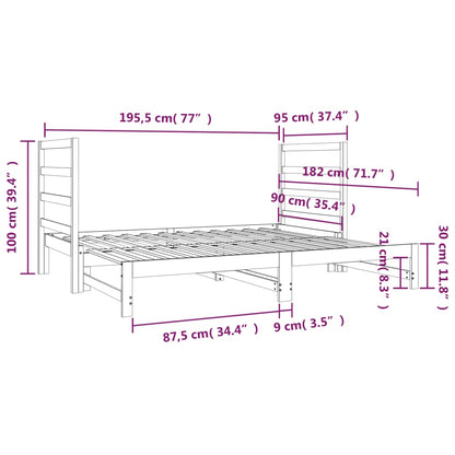 Dormeuse Estraibile 2x(90x190) cm Legno Massello di Pino | homemem39