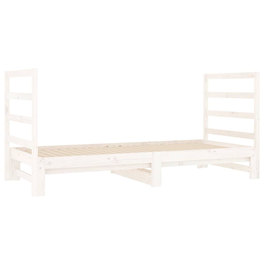 Dormeuse Estraibile Bianca 2x(90x190) cm Legno Massello di Pino