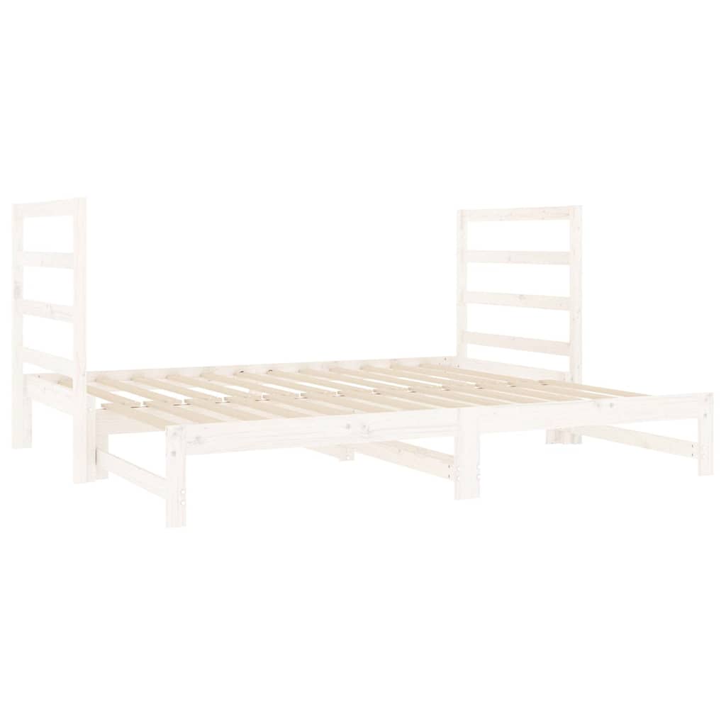 Dormeuse Estraibile Bianca 2x(90x190) cm Legno Massello di Pino