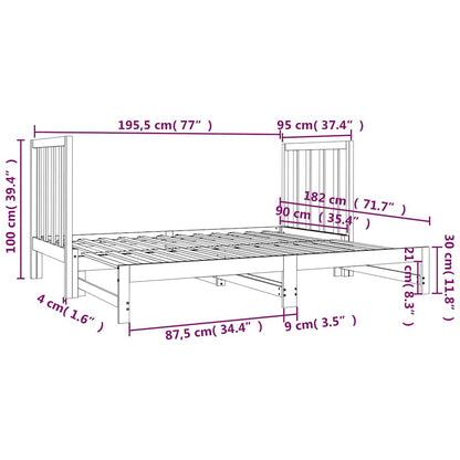 Dormeuse Estraibile 2x(90x190) cm Legno Massello di Pino