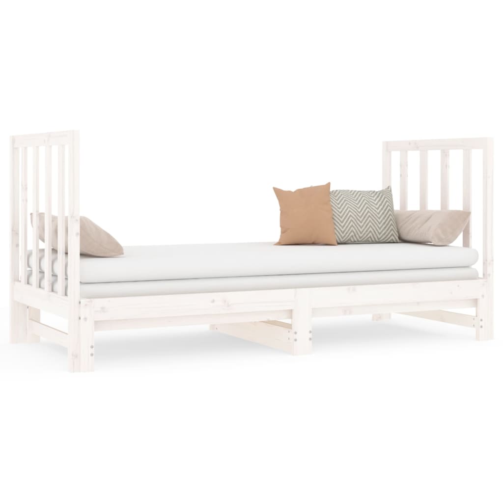 Dormeuse Estraibile Bianca 2x(90x190) cm Legno Massello di Pino | homemem39