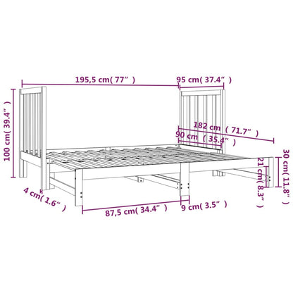 Dormeuse Estraibile Bianca 2x(90x190) cm Legno Massello di Pino | homemem39