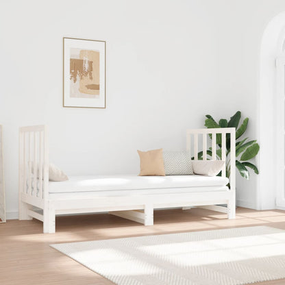 Dormeuse Estraibile Bianca 2x(90x190) cm Legno Massello di Pino | homemem39