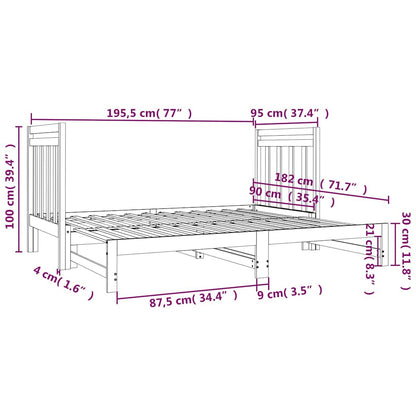 Dormeuse Estraibile 2x(90x190) cm Legno Massello di Pino