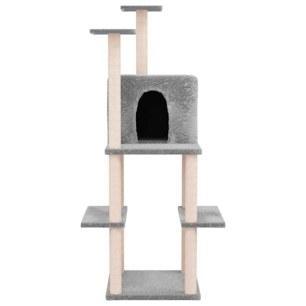 Albero per Gatti con Tiragraffi in Sisal Grigio Chiaro 144,5 cm - homemem39