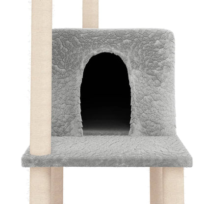 Albero per Gatti con Tiragraffi in Sisal Grigio Chiaro 144,5 cm - homemem39