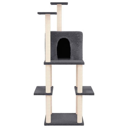 Albero per Gatti con Tiragraffi in Sisal Grigio Scuro 144,5 cm - homemem39