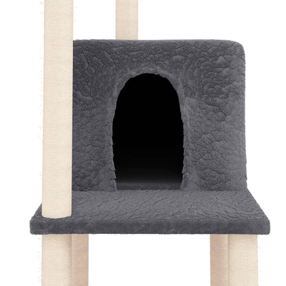 Albero per Gatti con Tiragraffi in Sisal Grigio Scuro 144,5 cm - homemem39