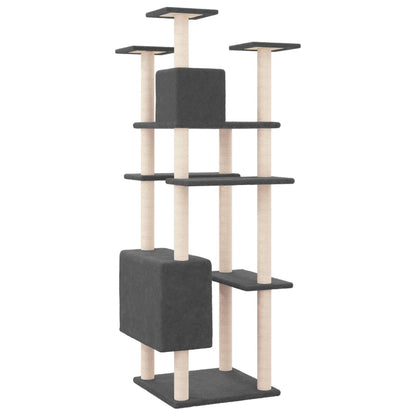 Albero per Gatti con Tiragraffi in Sisal Grigio Scuro 162 cm - homemem39
