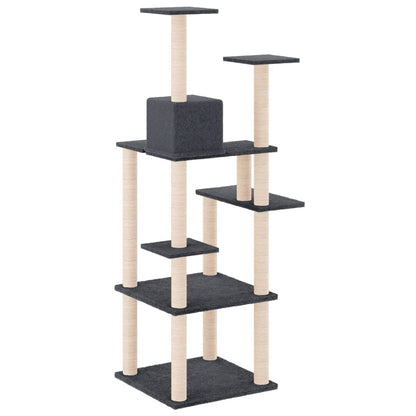 Albero per Gatti con Tiragraffi in Sisal Grigio Scuro 153 cm - homemem39