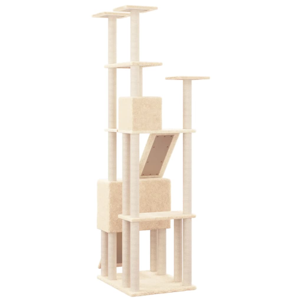 Albero per Gatti con Tiragraffi in Sisal Crema 190 cm | homemem39